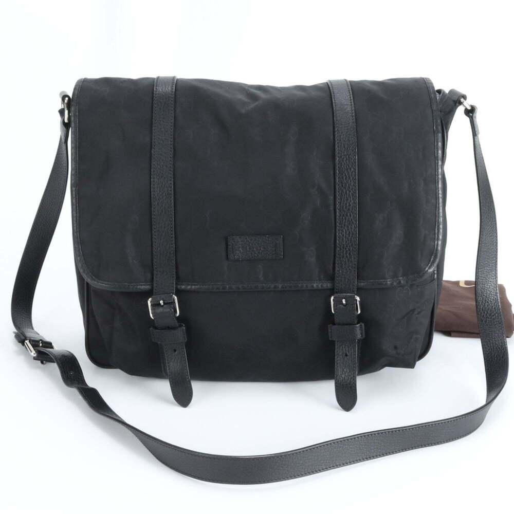 Gucci GG Nylon 510334 Leather Shoulder Bag Messenger Black Men's